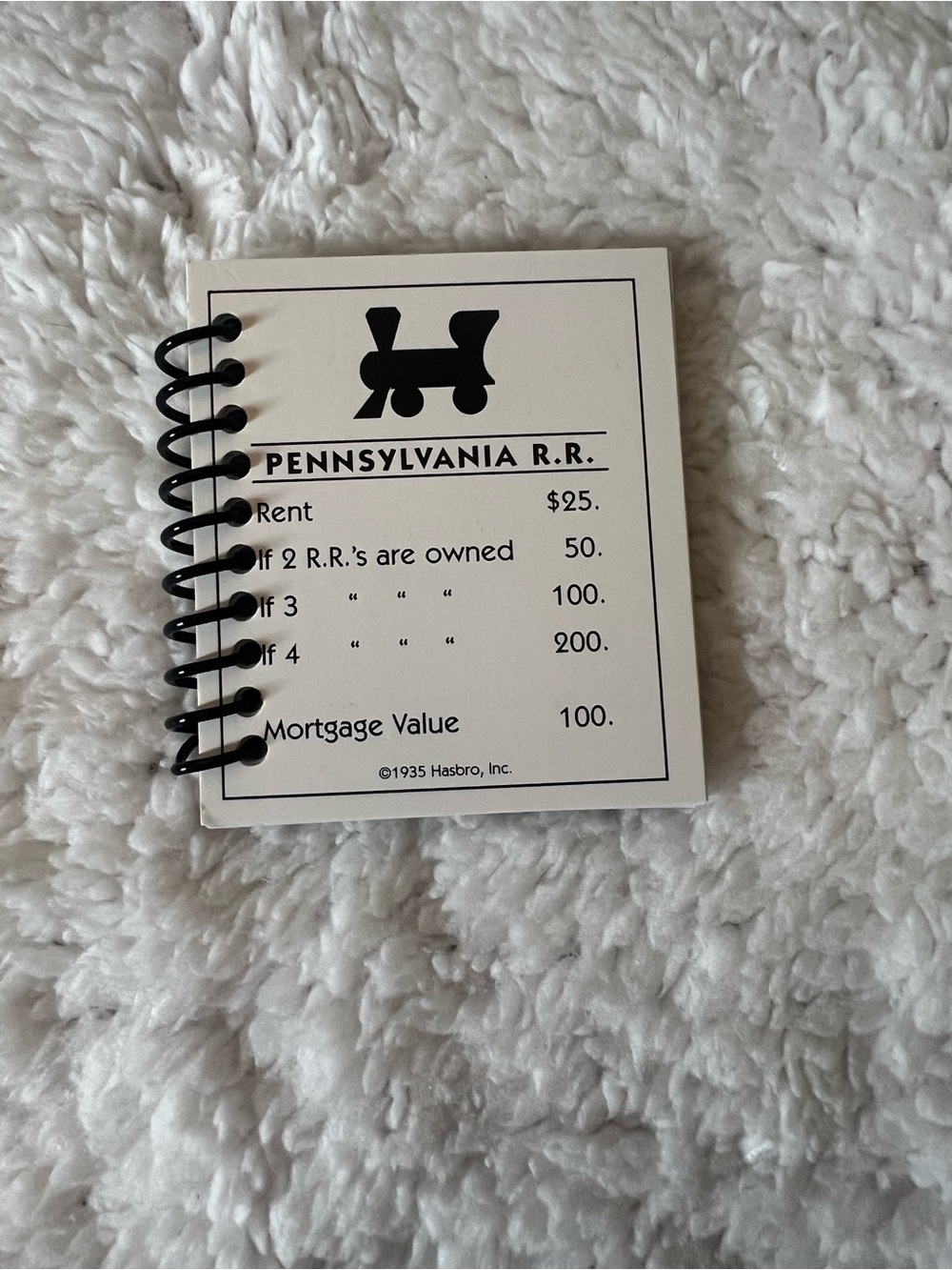 Monopoly Pennsylvania B.O. Property Card Mini Notepad